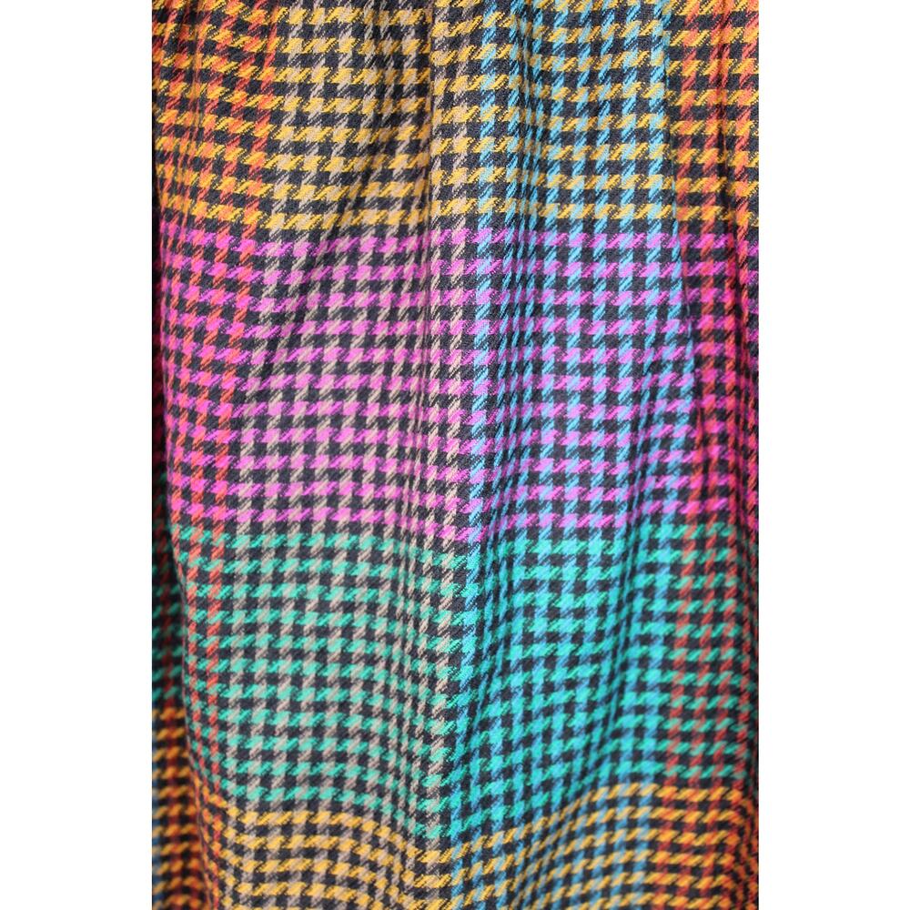 Vintage Richard Evans 100% Wool Skirt Colorful Haundstooth Check Academia Sz 10 - Picture 3 of 12